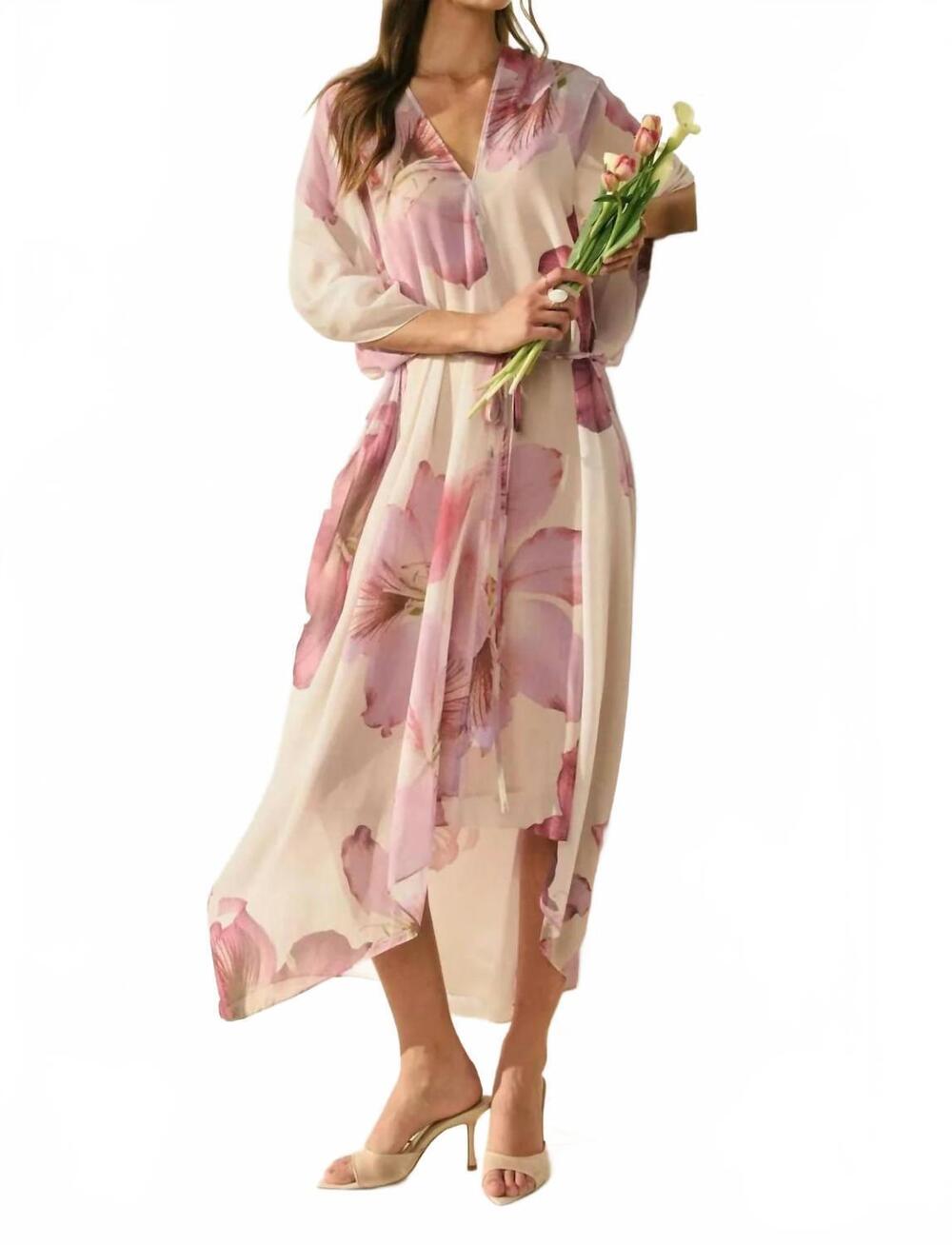 NEW DRESS FORUM women's orchid bloom kaftan dress in pink